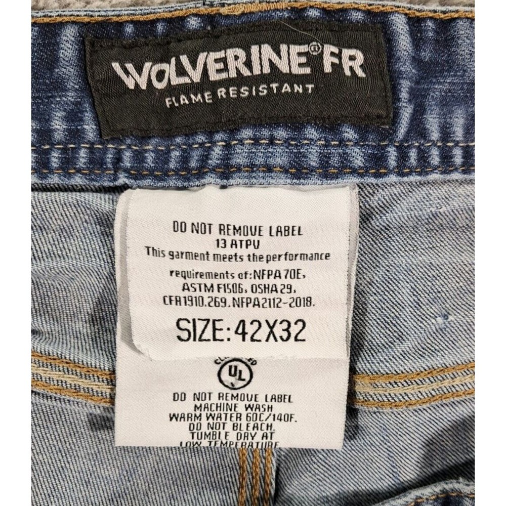 Wolverine Jeans Mens Sz 32x32 Blue Denim Flame Resistant FR Straight Workwear - Picture 7 of 14